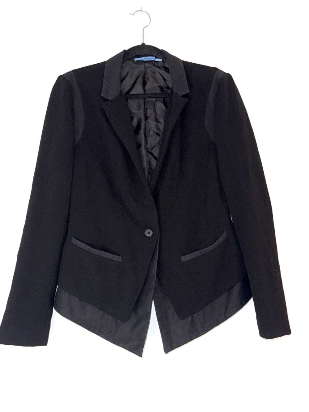 Simply Vera Vera Wang Black Asymmetrical Notched Lapel Blazer Sophisticated Offi